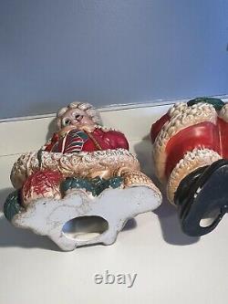 Vintage Mr and Mrs Santa Claus Atlantic Mold Ceramic Figures Large 14 FREE SHIP