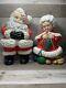 Vintage Mr And Mrs Santa Claus Atlantic Mold Ceramic Figures Large 14 Knitting