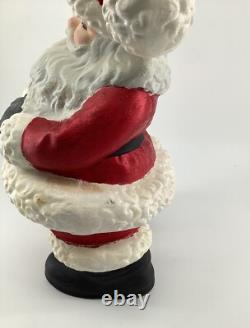 Vintage Mr and Mrs Santa Claus Atlantic Mold Ceramic Figures Large 14 Xmas Flaw