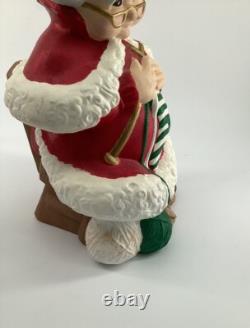 Vintage Mr and Mrs Santa Claus Atlantic Mold Ceramic Figures Large 14 Xmas Flaw