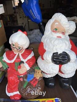 Vintage Mr and Mrs Santa Claus Atlantic Mold Ceramic Figures Large 21