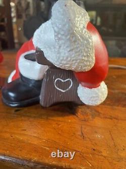 Vintage Mr and Mrs Santa Clause Lighted Stove Dog Cat Ceramic Display