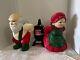 Vintage Mr And Mrs Santa Clause Pot Belly Stove Ceramic Display Christmas Decor