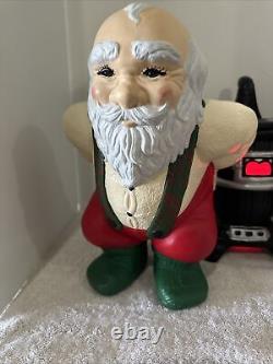 Vintage Mr and Mrs Santa Clause Pot Belly Stove Ceramic Display Christmas Decor