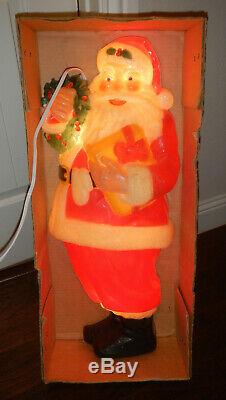 Vintage NOMA Plastic Blow Mold Christmas Santa Claus 30 Light Up Wall Display
