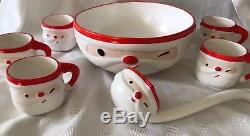 Vintage Napco Winking Santa Claus Punch Bowl Mugs Ladle Christmas