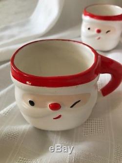 Vintage Napco Winking Santa Claus Punch Bowl Mugs Ladle Christmas