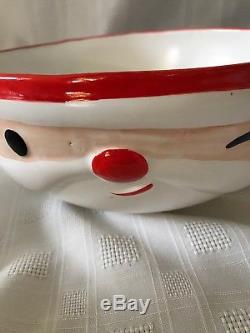 Vintage Napco Winking Santa Claus Punch Bowl Mugs Ladle Christmas