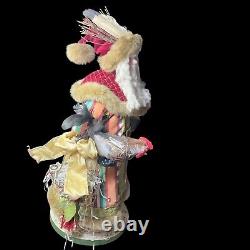 Vintage Neiman Marcus 24 Rooster Santa Figure Holds a Chicken & Eggs Basket