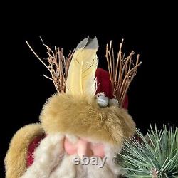 Vintage Neiman Marcus 24 Rooster Santa Figure Holds a Chicken & Eggs Basket