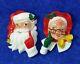 Vintage Norcrest Mr & Mrs Santa Claus Wall Pockets Set Of 2 Made In Japan Rare