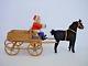 Vintage Old German Santa Claus In Horse Drawn Wicker Wagon
