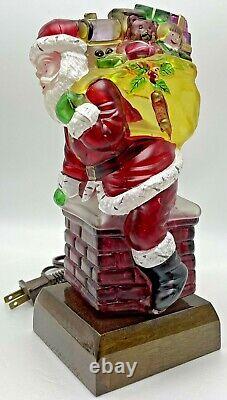 Vintage Old World Christmas Santa Claus Chimney Lamp Light Hand Painted Glass