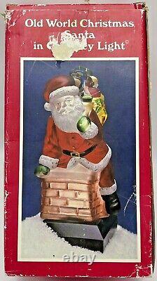 Vintage Old World Christmas Santa Claus Chimney Lamp Light Hand Painted Glass