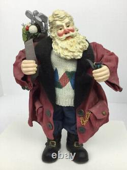 Vintage Old World Traditional Christmas Golf Santa Figurine Paper Ma-Che 10.5