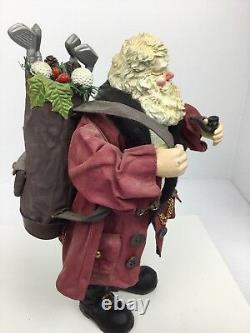 Vintage Old World Traditional Christmas Golf Santa Figurine Paper Ma-Che 10.5