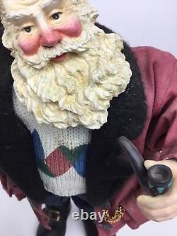 Vintage Old World Traditional Christmas Golf Santa Figurine Paper Ma-Che 10.5