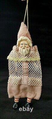 Vintage Pair of Mesh Bag Santa Claus Candy Container Santa Face Christmas