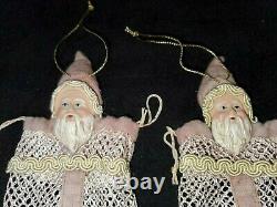 Vintage Pair of Mesh Bag Santa Claus Candy Container Santa Face Christmas