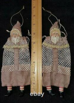 Vintage Pair of Mesh Bag Santa Claus Candy Container Santa Face Christmas