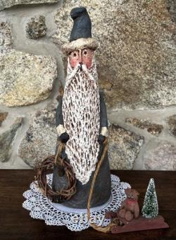 Vintage Paper Mache 13 Santa Claus Figure Signed L. Imhof'91