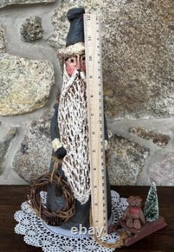 Vintage Paper Mache 13 Santa Claus Figure Signed L. Imhof'91