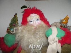 Vintage Pat Drysdale Folk Art Santa Claus Figure 26 Tall