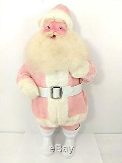 Vintage Pink Harold Gale Santa Claus Velvet Suit Figure