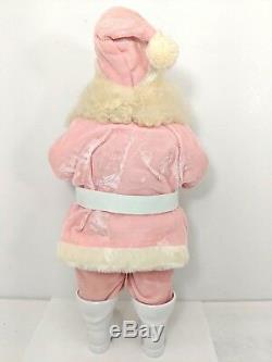Vintage Pink Harold Gale Santa Claus Velvet Suit Figure