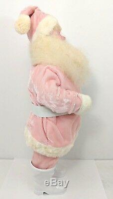 Vintage Pink Harold Gale Santa Claus Velvet Suit Figure