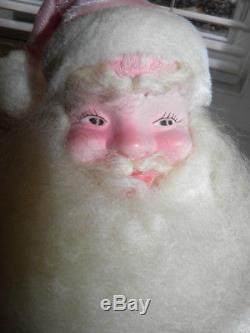 Vintage Pink Velvet Harold Gale 15 Santa Claus Figure 1960's