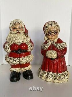 Vintage Plaster Mold Santa & Mrs. Claus 14 inch Statues C&S Plaster Arts 1978