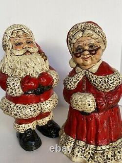 Vintage Plaster Mold Santa & Mrs. Claus 14 inch Statues C&S Plaster Arts 1978