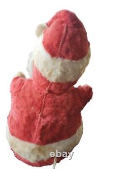 Vintage Plush Santa Claus Holds Candle Light Rubber Face Christmas Figure 1950s