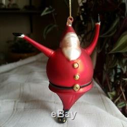 Vintage Pottery Barn Santa Claus Baby Christmas Glass Ornament Reindeer Series