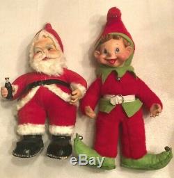 Vintage RUSHTON Rubber Face SANTA CLAUS (17) And Elf Christmas Coca Cola