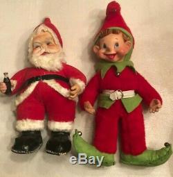 Vintage RUSHTON Rubber Face SANTA CLAUS (17) And Elf Christmas Coca Cola