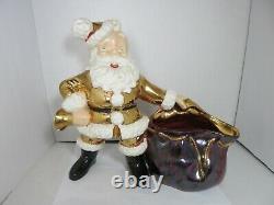 Vintage Rare Santa Claus Atlantic #250 Mold Ceramic Metallic fluorescent Gold