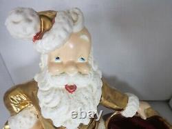 Vintage Rare Santa Claus Atlantic #250 Mold Ceramic Metallic fluorescent Gold