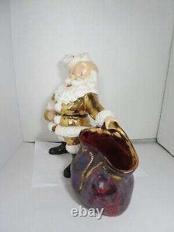 Vintage Rare Santa Claus Atlantic #250 Mold Ceramic Metallic fluorescent Gold