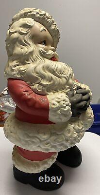 Vintage Retro Atlantic Mold Ceramic Winking Santa Claus Figure 20 Large