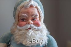 Vintage Rushton Co. Santa Claus Doll with Rubber Face and Light Baby Blue Suit