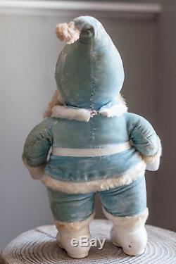 Vintage Rushton Co. Santa Claus Doll with Rubber Face and Light Baby Blue Suit