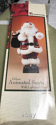 Vintage SANTA CLAUSE Traditions Deluxe Animated Light 30 Moves Movement