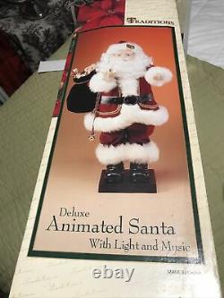 Vintage SANTA CLAUSE Traditions Deluxe Animated Light 30 Moves Movement