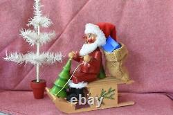 Vintage STEINBACH Germany SANTA CLAUS Musical Christmas Moving Smoker Sleigh