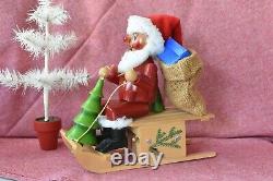 Vintage STEINBACH Germany SANTA CLAUS Musical Christmas Moving Smoker Sleigh