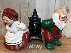 Vintage Santa And Ms Clause Lighted Stove Ceramic Display Warming Butts