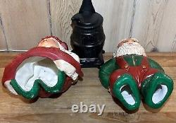 Vintage Santa And Ms Clause Lighted Stove Ceramic Display Warming Butts