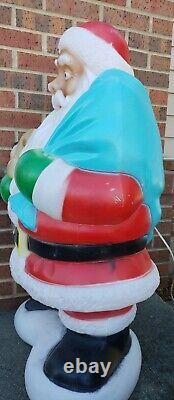 Vintage Santa Claus & Bear Blow Mold Christmas Holiday Lawn Figure 40 Lighted